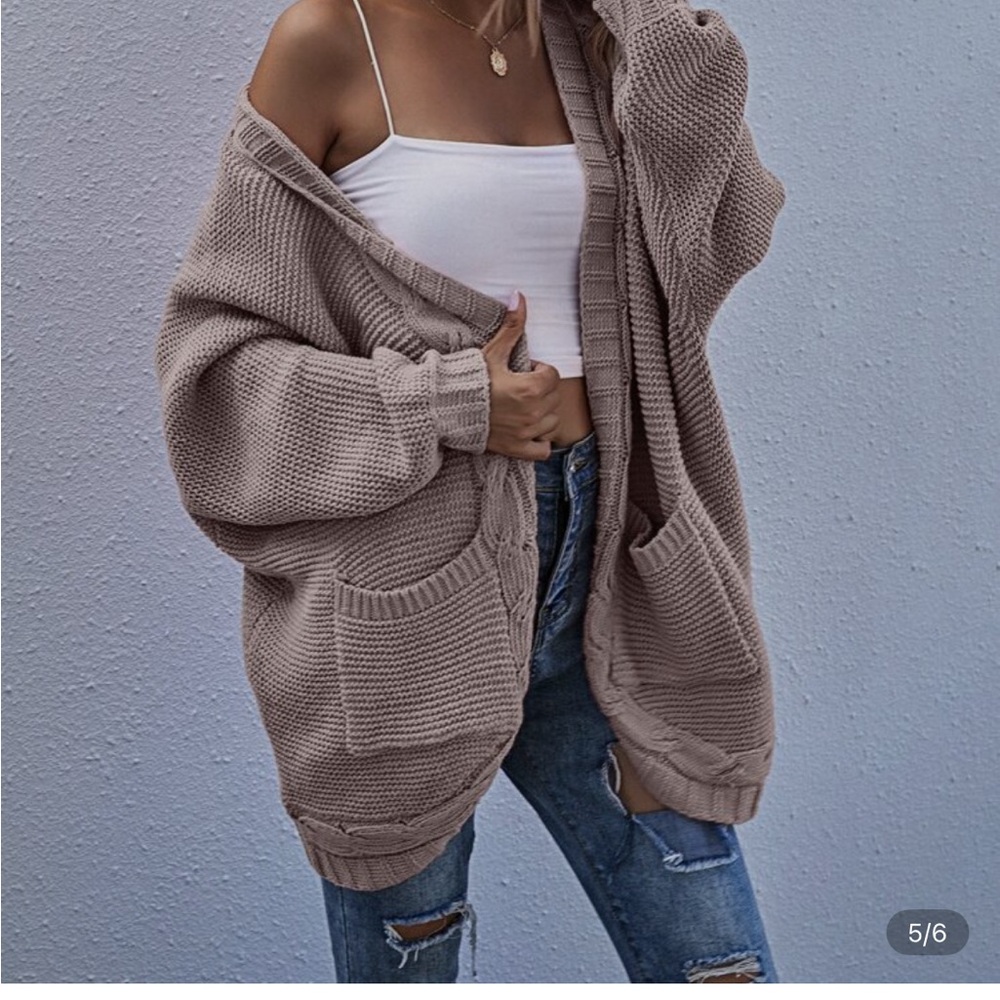 SHEIN Taupe Knit Cardigan